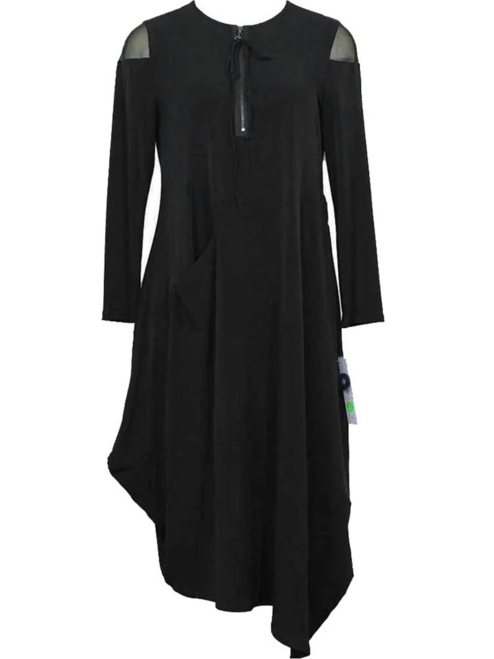 NWT IC COLLECTION Black Long Sleeve Asymmetric Dress XL